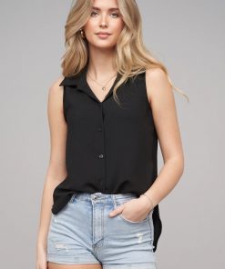 Sleeveless Button-Up Blouse