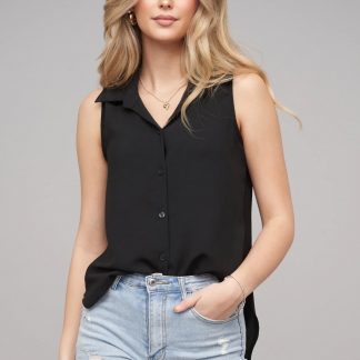 Sleeveless Button-Up Blouse