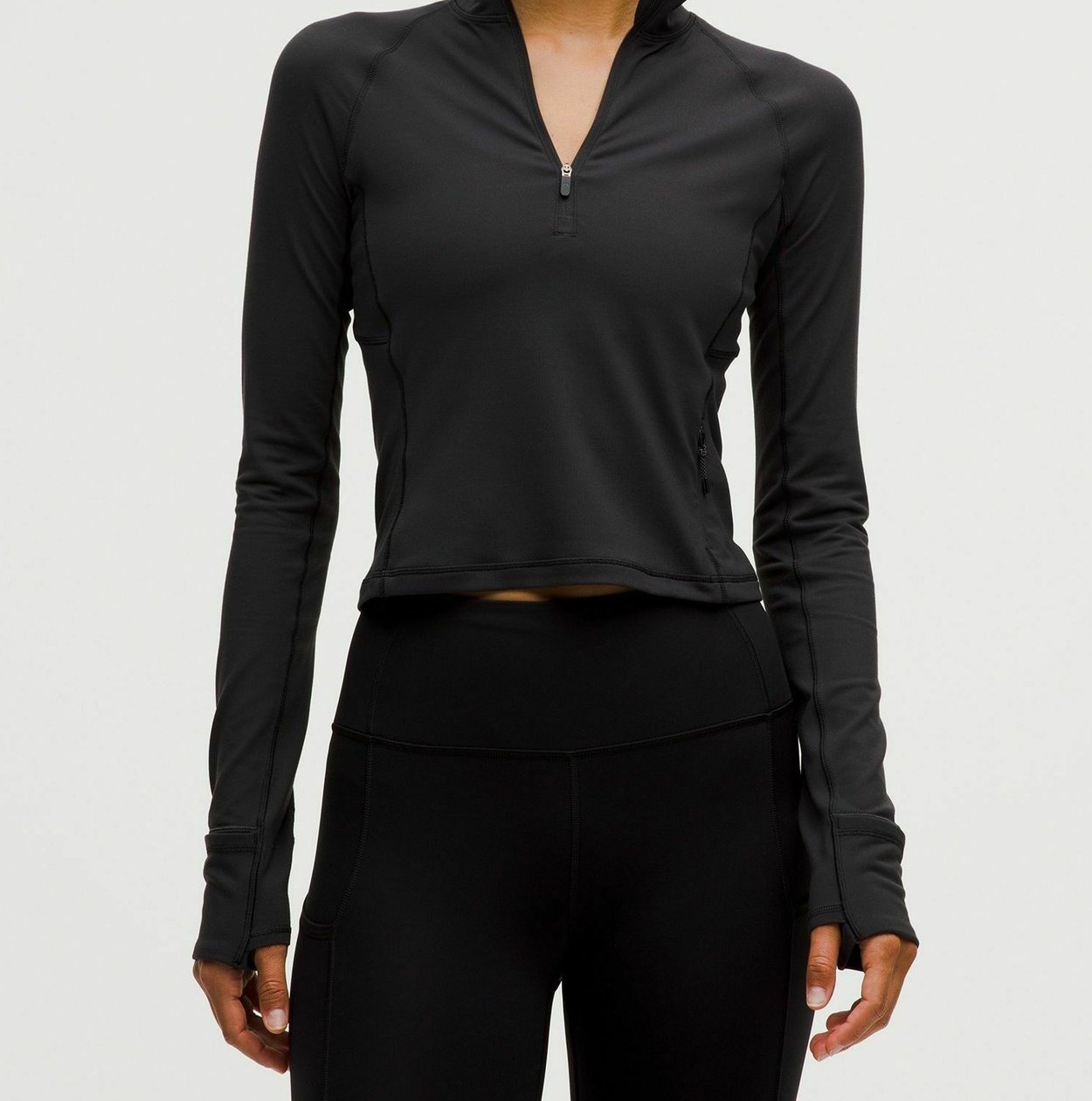 lululemon IT'S RULU RUN CROPPED HALF ZIP - Long Sleeved Top - black - Image 3