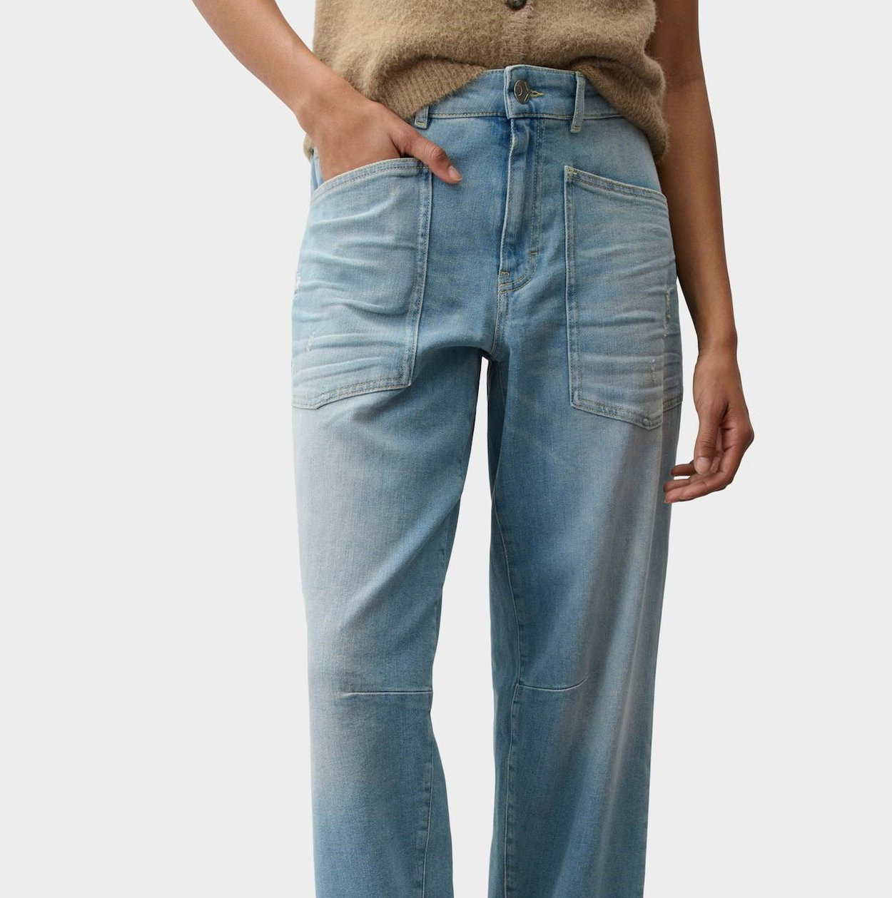 OPUS PANTS BARREL MELLY BREEZE - Wide Leg Jeans - light blue - Image 2