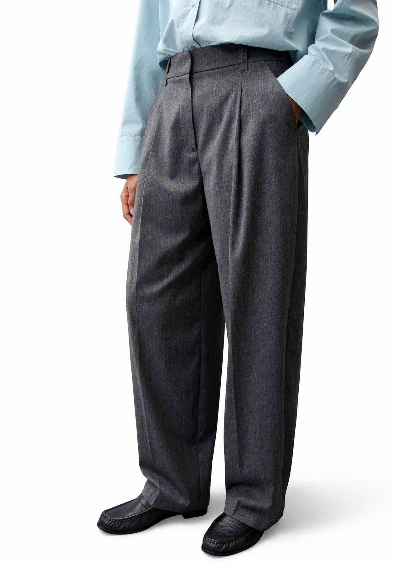 OPUS PANTS WIDE LEG PANTS MOIRA BLOOM - Trousers - quiet grey - Image 5