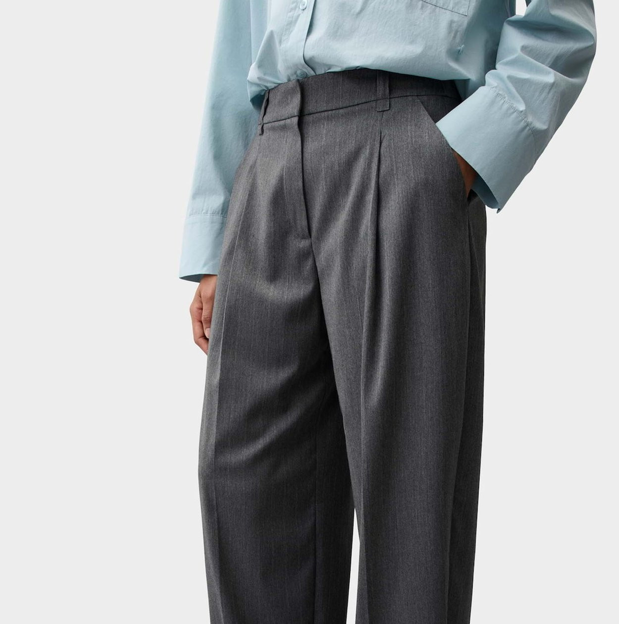 OPUS PANTS WIDE LEG PANTS MOIRA BLOOM - Trousers - quiet grey - Image 2