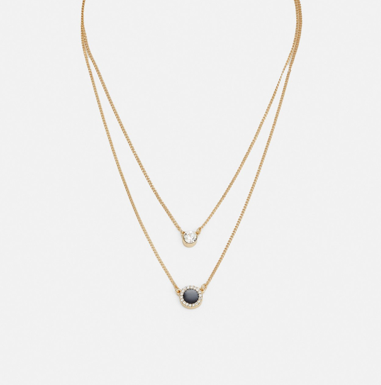 DKNY DOUBLE PENDANT - Necklace - black/gold-coloured - Image 3