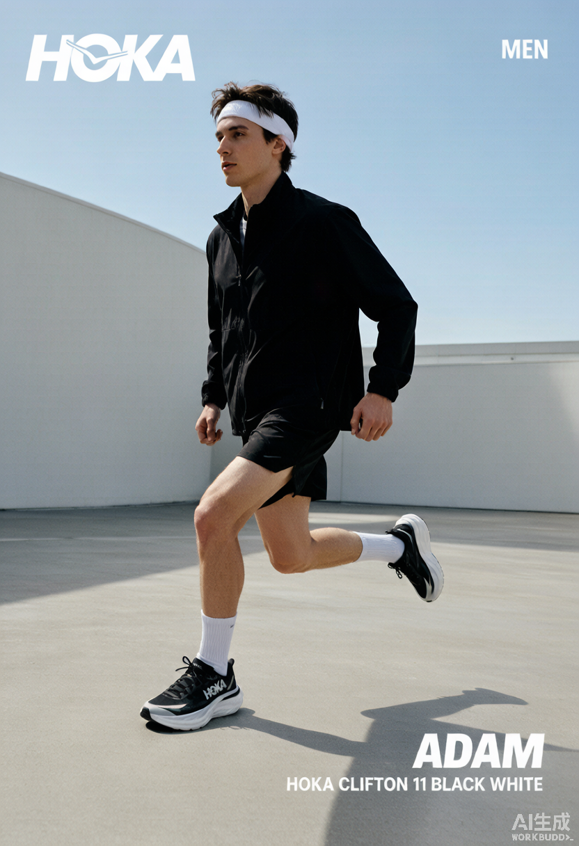 HOKA Clifton 11 Black White - Image 3