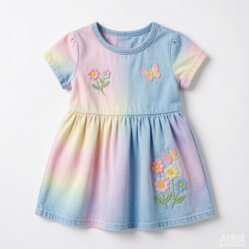 Regular Fit Embroidered Denim Dress - Image 2