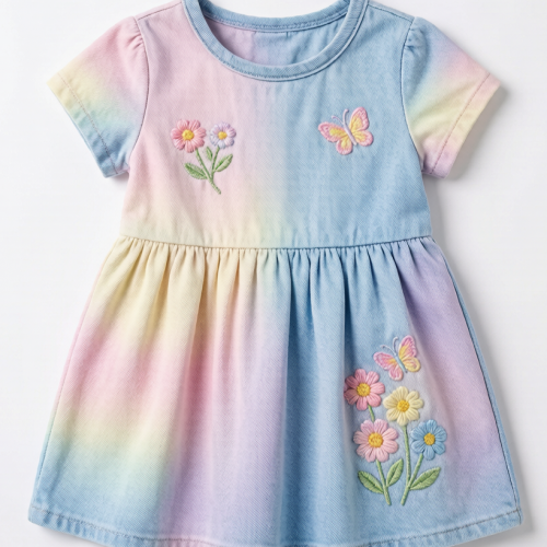 Regular Fit Embroidered Denim Dress - Image 5