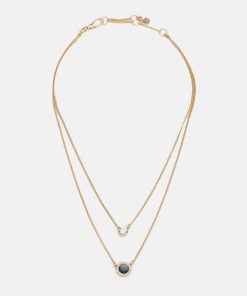 DKNY DOUBLE PENDANT - Necklace - black/gold-coloured