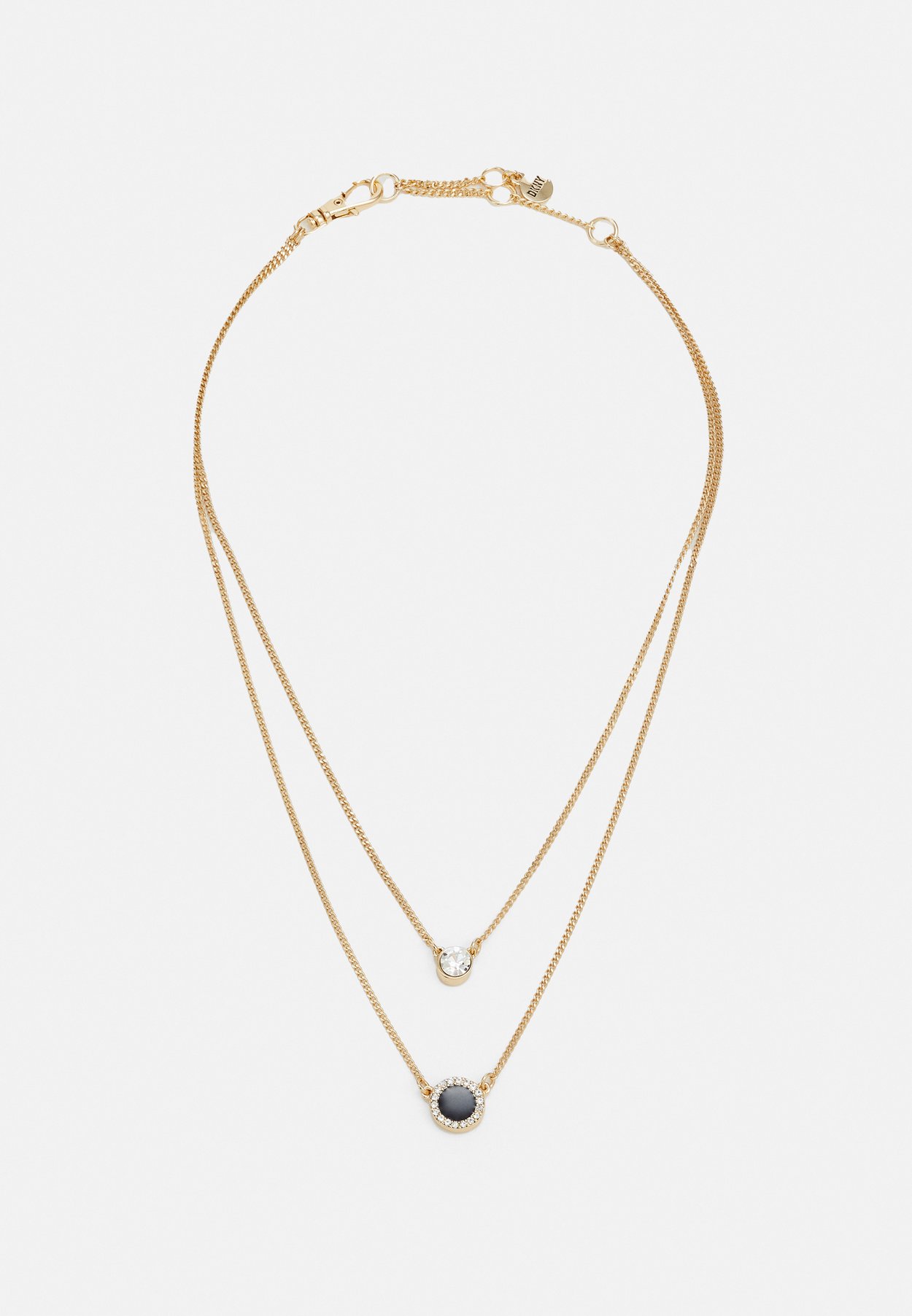 DKNY DOUBLE PENDANT - Necklace - black/gold-coloured