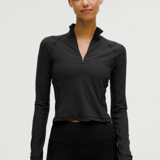 lululemon IT'S RULU RUN CROPPED HALF ZIP - Long Sleeved Top - black