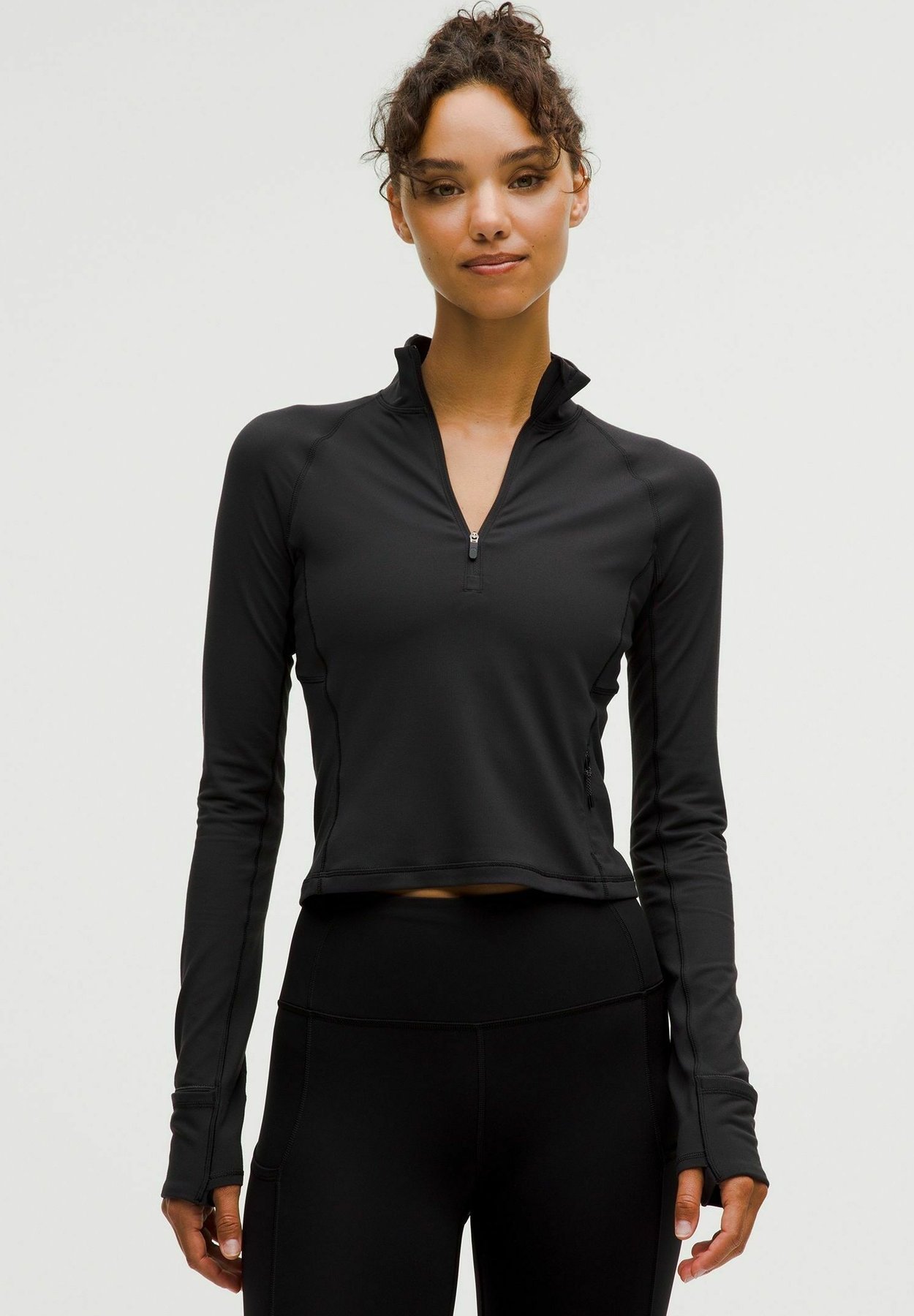 lululemon IT'S RULU RUN CROPPED HALF ZIP - Long Sleeved Top - black