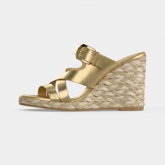 Stuart Weitzman SAI WEDGE - Heeled Mules - golden-coloured