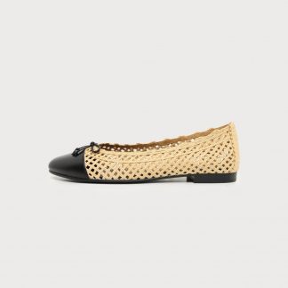 Tory Burch CAP-TOE BALLET - Ballerina Shoes - natural/black