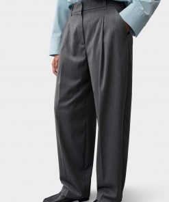 OPUS PANTS WIDE LEG PANTS MOIRA BLOOM - Trousers - quiet grey