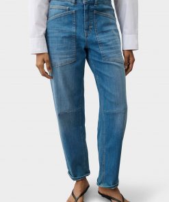 OPUS PANTS MID RISE - Straight Leg Jeans - mid blue