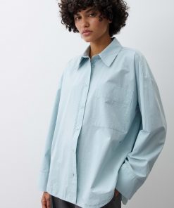 OPUS PANTS LANGARMBLUSE FADY - Button-Down Blouse - dusty aqua