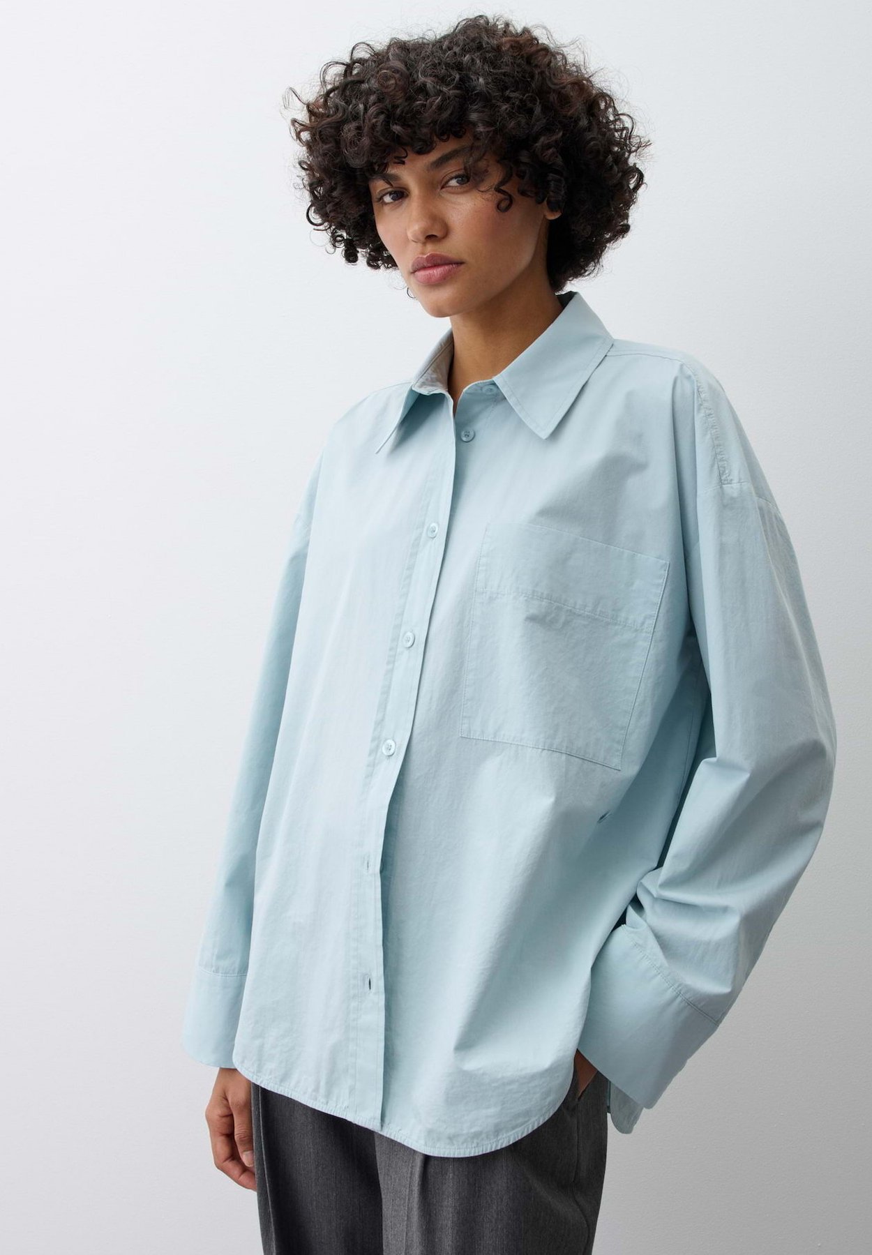 OPUS PANTS LANGARMBLUSE FADY - Button-Down Blouse - dusty aqua