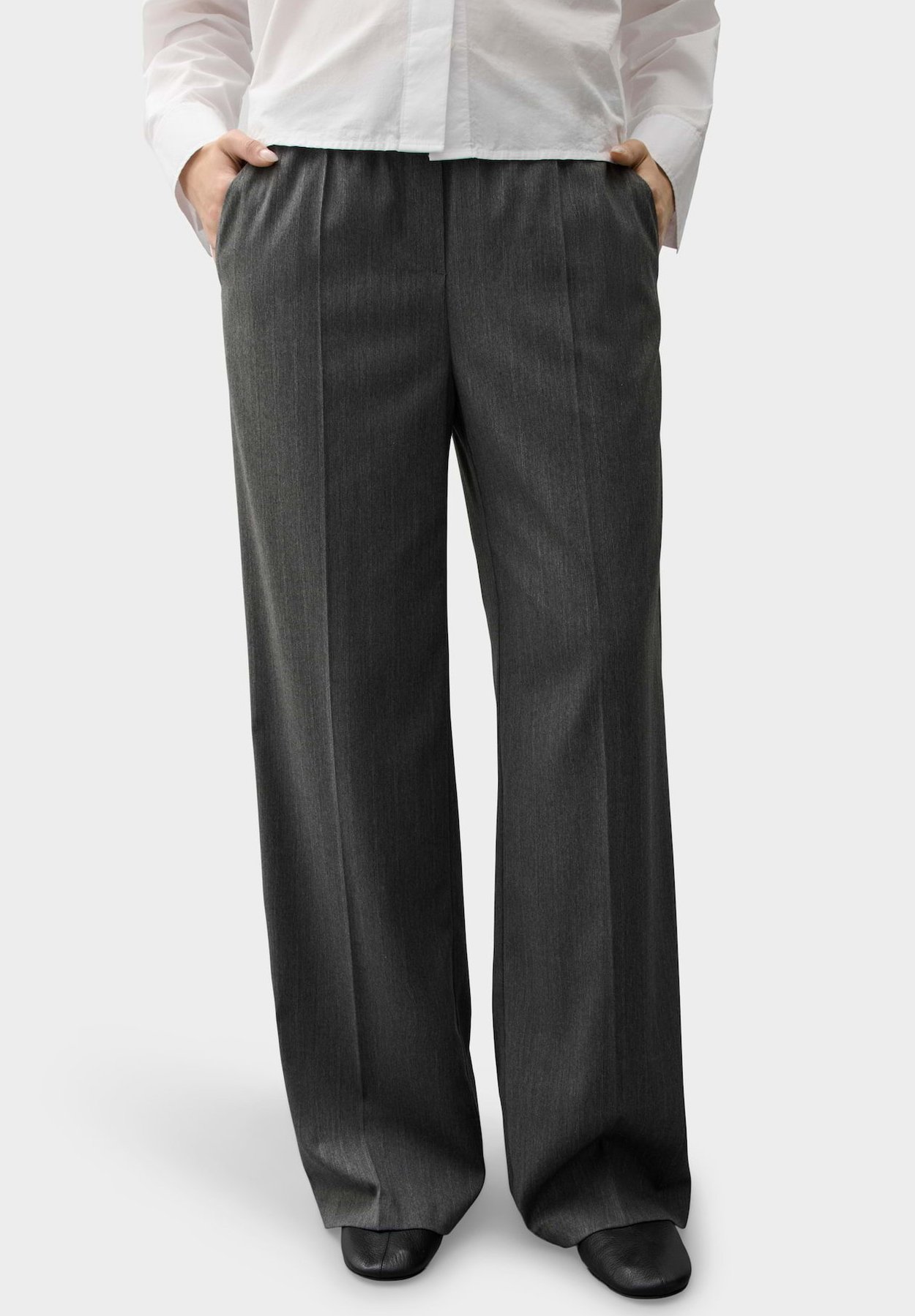 OPUS PANTS WIDE LEG PANTS MUCIA SMOOTH - Trousers - quiet grey