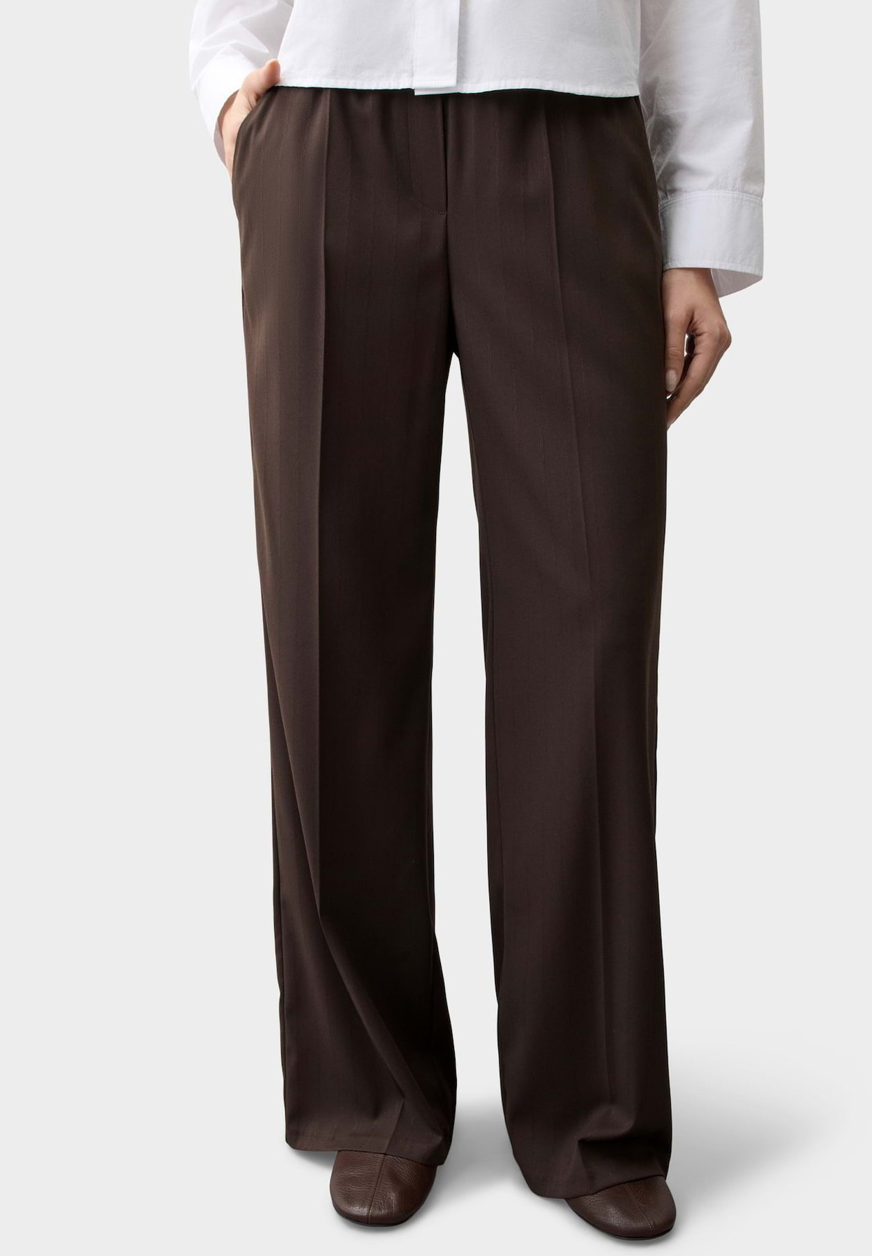 OPUS PANTS WIDE LEG PANTS MUCIA SMOOTH - Trousers - affogato