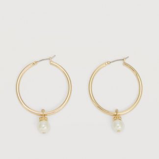 Lauren Ralph Lauren PEARL DROP - Earrings - gold-coloured/white